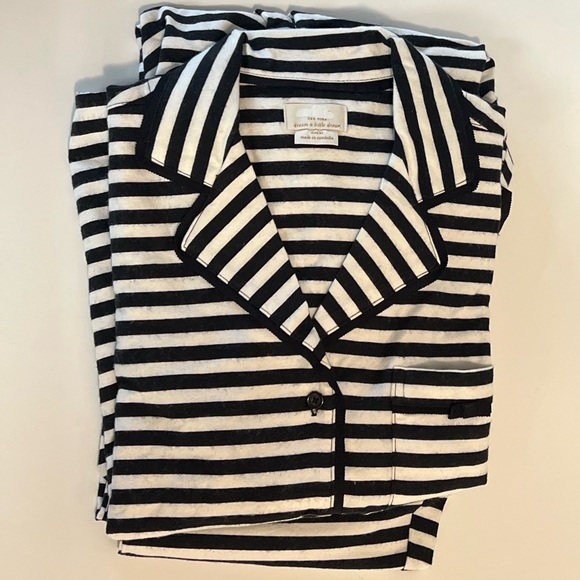 Kate Spade Black & White Striped Brushed Twill Pajama Set | NWOT | - Picture 5 of 11
